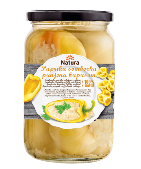 Pimiento "somborka" relleno de chucrut (repollo fermentado) -  NATURA 720ml